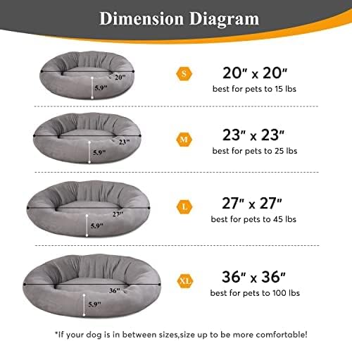 KASENTEX Round Dog Bed - Medium/Large Dogs, Donut Cat Bed - Anti Slip, Machine Washable (Pink, 27x27 Inches)