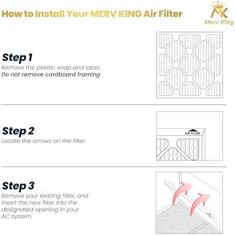 MervKing 20x25x4 Air Filter Actual Size: 19.88" x 24.88" x 4.31" MERV 13 MPR 1500-1900 | MADE IN USA | 2-Pack | Pleated HVAC AC Furnace Replacement