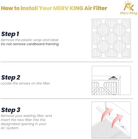 MervKing 16x20x1 Air Filter Actual Size: 15.7" x 19.7" x 0.75" MERV 8 MPR 600-700 | MADE IN USA | 4-Pack | Pleated HVAC AC Furnace Replacement