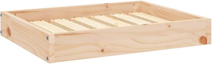 Solid Wood Dog Bed 24.2x19.3x3.5 Inches Pine Frame Pet Sofa for Small Medium Dogs, Rustic Minimalist Raised Bed with Sturdy Construction, Comfortable Sleeping Spot for Living Room or Bedroom