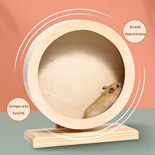 antiai Hamster Wooden Silent Wheel, Small Animal Exercise Wheel Accessories, Quiet Spinner Hamster Running Wheels Prevent Depression Toys for Hamsters, Gerbils, Mice and Other Small Pets (S)
