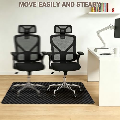 Chair Mat for Carpeted Floor, 3D Visual Black Gaming Chair Mat for Low Pile Carpets, 48"x36" Studded Bottom Carpet Protector, Non-Slip Floor Mat for Rolling Chairs, Home Office & Gaming Room