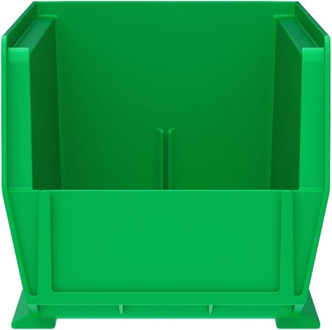 Akro-Mils 30234 AkroBins Plastic Storage Bins, Space-Saving Stackable Bins for Garage, Pantry, Craft Organization, 15" x 5" x 5", Green, 12-Pack