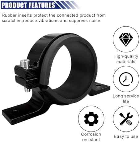 60mm Fuel Filter Mounting Bracket, Aluminum Alloy Fuel Pump Clamp Holder, Universal Car Oil/Fuel/Gas Pump Mounting Bracket (Black, 60MM)