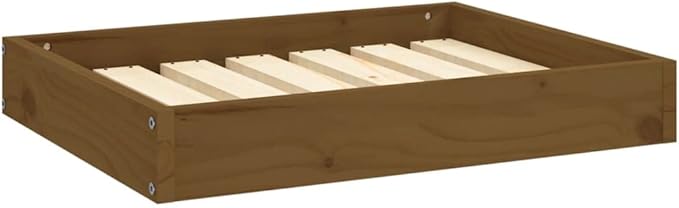 Small Dog Bed Frame, Solid Pine Wood Elevated Pet Bed for Small Breeds, Durable Rectangular Indoor Puppy Rest Station, Honey Brown Matte Finish