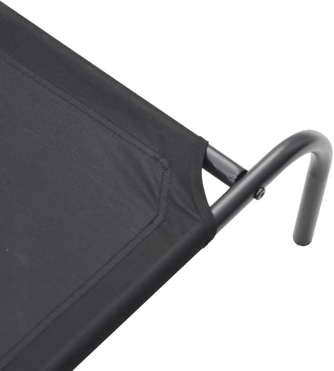 Elevated Dog Bed for Medium Dogs, Raised Pet Cot with Breathable Oxford Fabric and Durable Powder-Coated Steel Frame, Indoor Outdoor Cooling Bed, Black, 43.3 x 25.6 Inches