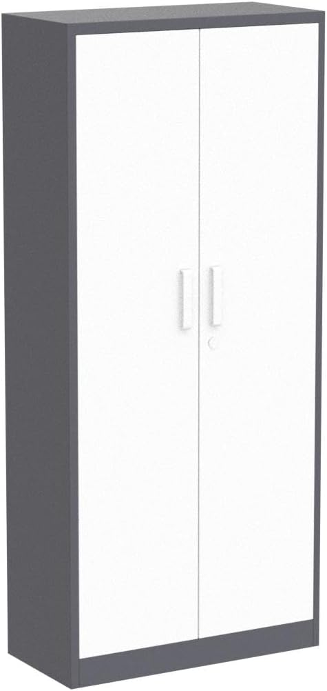 Yizosh Metal Garage Storage Cabinet with 2 Doors and 5 Adjustable Shelves - 71" Steel Lockable File Cabinet,Locking Tool Cabinets for Office,Home,Garage,Gym,School (Gray White)