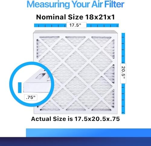 18x21x1 Air Filter (MERV 8) (4-Pack) King Dust & Allergy Control AC Furnace Filters, MADE IN USA, HVAC, Pleated, Electrostatic (Actual Size: 17.5 x 20.5 x .75)