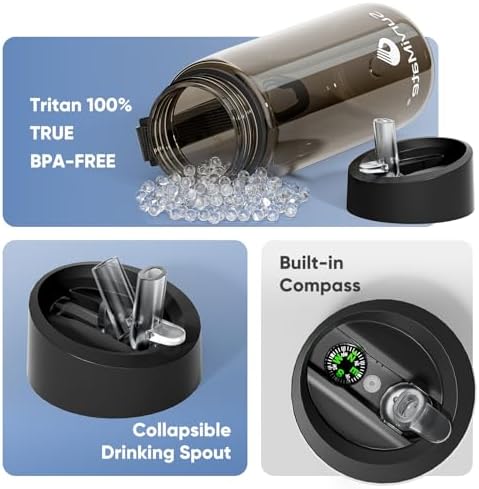 SurviMate 5-Stage 0.01μm Ultra-Filtration Filtered Water Bottle BPA-Free