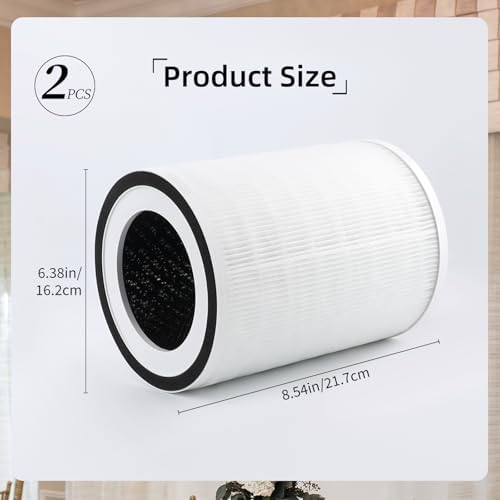 2Pcs Air Purifier Filter Replacement Compatible with Afloia Kilo, KILOPRO, MIRO, MIRO PRO, MORENTO MR-Kilo, Kalo, 360° 3-Stage Filtration