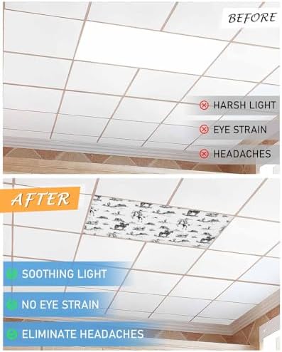 Black Western Cowboy Fluorescent Light Covers for Ceiling Lights 4x2 feet, 4-Pack Magnetic Light Filters for Classroom, Vintage Horse Cactus Ethnic Art Fluorescent Lights Shade Panel for Office School