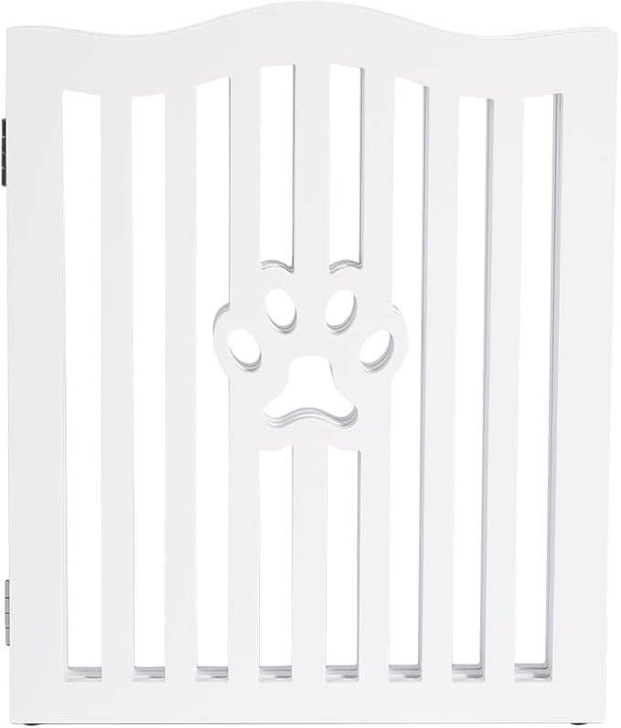 Pet Gate, Wooden Free Standing Dog Gate for Small Dogs and Cats. Great Folding Fence for Doorways, Halls, Stairs. White
