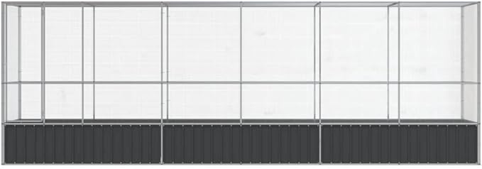 Large Metal Heavy Duty Walk-in Aviary Cage with Extension, Ample Activity Space Bird Cage with Lockable Door Also for Chickens and Rabbits, Silver 246.7"x42.1"x83.5" Steel,-408