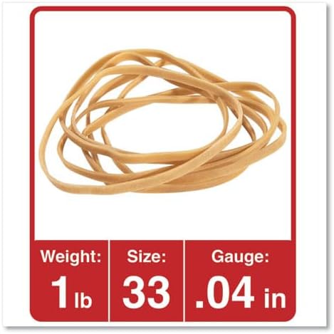 #33 Rubber Bands, All Purpose Rubber Bands, Natural Crepe, Approximately 640 Rubber Bands Per Bag, Rubber Band Measurements: 3-1/2" x 1/8'' - 1 Pound Bag