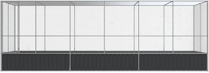 Large Bird Aviary with Extension, Outdoor Galvanized Steel Bird Cage, Galvanized Steel Outdoor Bird Aviary, Mesh Fence Bird House for Small Animals, 246.1"x81.5"x83.5"