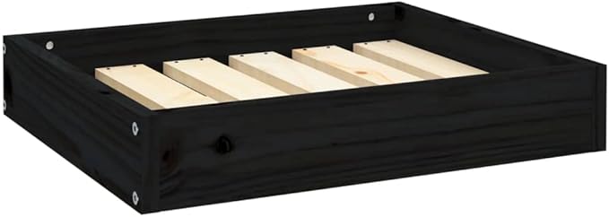 Solid Wood Pine Dog Bed Black 20.3x17.3x3.5 Inches, Sturdy Elevated Pet Bed for Small Medium Dogs, Rustic Minimalist Design Indoor Outdoor Use, Easy Assembly Wooden Frame Dog Sofa