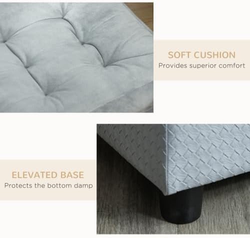 Luxury Dog Sofa Bed with Storage – Small Dog Couch Bed with Hidden Storage, Soft Foam Pet Sofa, Modern Raised Dog Bed for Small Dogs (Grey)