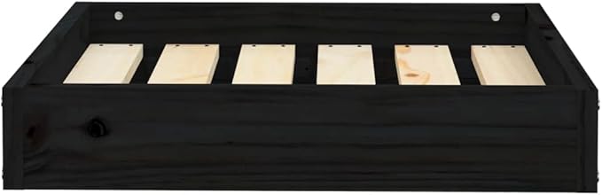 Solid Wood Pine Dog Bed, Solid Wood Pet Bed, Small Pet Furniture Cat & Dog Bed Frame, Black 20.3"x17.3"x3.5",-545