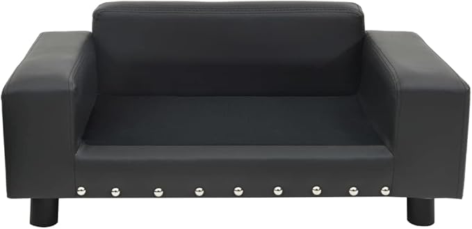 YAFF Dog Bed for Small Dogs Dark Gray Plush and Faux Leather Dog Sofa Pet Bed Puppy Bed for Cats and Small Dogs Beds Furniture 31.9"x16.9"x12.2"
