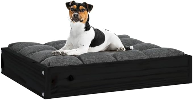 Minimalist Solid Pine Wood Dog Bed for Small Breed Pets, Durable Rectangular Frame 20.3 x 17.3 x 3.5 Inches, Modern Sleek Design for Living Room or Bedroom, Easy Assembly