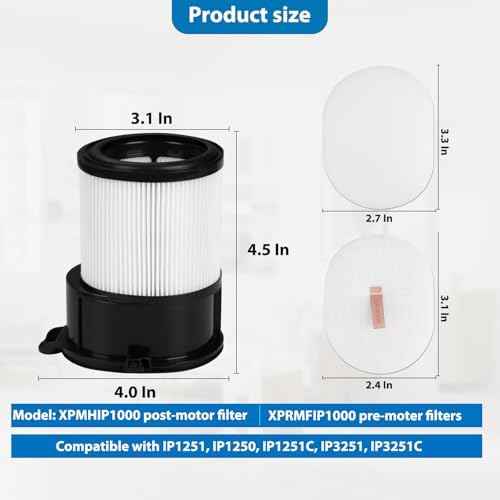 Replacement for Shark IP3251, IP3251C, IP3253, 2 PACK Auto-empty Dock Hepa Filter + 4 PACK Pre-motor Filter Assembly & 2 PACK Handheld Vacuum Post-motor Filter+ 4 PACK Pre-moter Filters