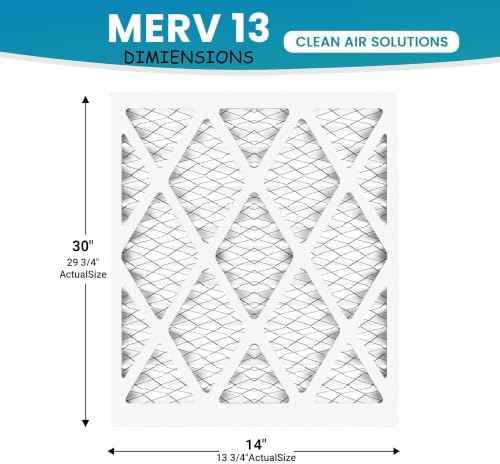 14x30x1 MERV 13 Pleated HVAC Furnace Air Filters, 6-Pack