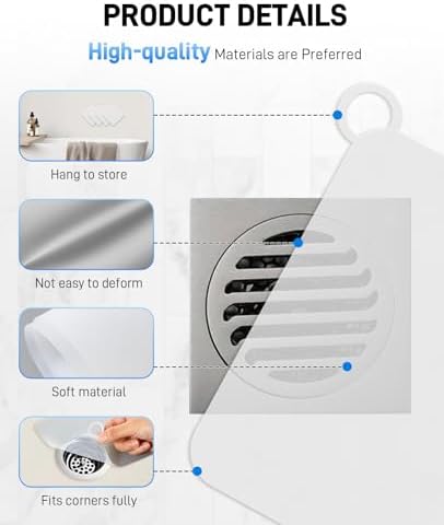 6-Pack Silicone Shower Drain Cover to Keep Bugs Out with 30-Pack Floor Drain Filter Screen Sticker, Anti-Blocking Anti-Insect Sewer Covers