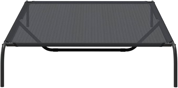 XXL Elevated Dog Bed, Portable Raised Pet Cot for Large Breeds, Breathable Textilene Mesh Cooling Dog Bed with Heavy-Duty Steel Frame, Indoor Outdoor Use, Black, 59.1 x 35.4 Inches