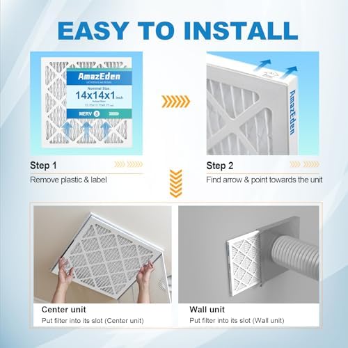 14x14x1 MERV 8 Pleated HVAC Air Filters, 2-Pack
