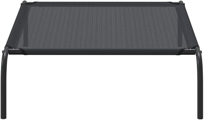 Elevated Dog Bed for Large Pets, Breathable Textilene Outdoor Raised Pet Cot with Powder-Coated Steel Frame, Durable Rectangular Cooling Bed for Garden and Patio, Black
