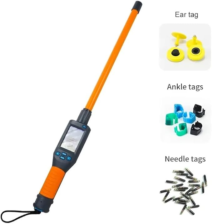 Pet Microchip Scanner ISO11784/85/FDX-B/EMID Animal Handheld Reader,134.2kHz Pet ID Scanner Rechargeable Animal Chip Registration, for Dog/Cat/Pig/Animal (A02-A Yellow Black)