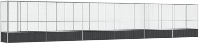 Large Bird Aviary with Extension, Outdoor Galvanized Steel Bird Cage, Galvanized Steel Outdoor Bird Aviary, Mesh Fence Bird House for Small Animals, 492.3"x42.1"x83.5"