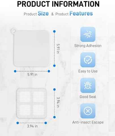 6-Pack Silicone Shower Drain Cover to Keep Bugs Out with 30-Pack Floor Drain Filter Screen Sticker, Anti-Blocking Anti-Insect Sewer Covers