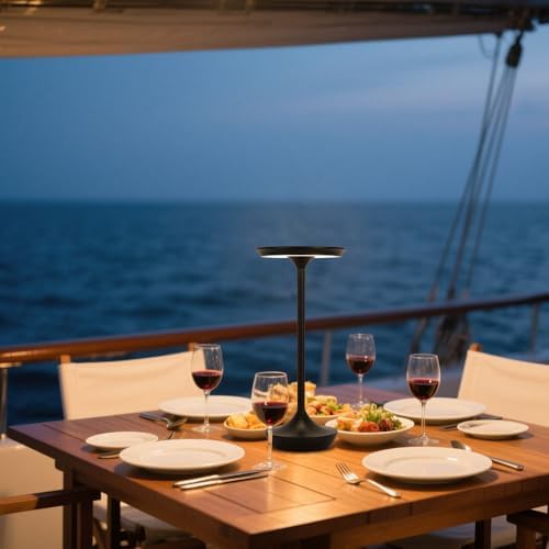 Cordless Rechargeable Table Lamps, Portable 6000mAh Battery Desk Lamp Waterproof 3 Color Stepless Dimming Black LED Table Light for Outdoor/Dinning/Patio/Restaurant (2Pack)
