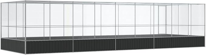 Large Metal Heavy Duty Walk-in Aviary Cage with Extension, Ample Activity Space Bird Cage with Lockable Door Also for Chickens and Rabbits, Silver 366.9"x120.9"x83.5" Steel,-526