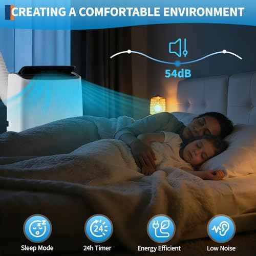 12,000 BTU Portable Air Conditioner, Quiet Portable AC Unit Fits 550 Sq.Ft with Cooling Dehumidifier Fan, Sleep Mode, Auto Swing, 24H Timer, LED Display, Remote and Installation Kit