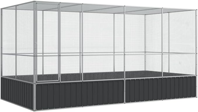 Large Bird Aviary with Extension, Outdoor Galvanized Steel Bird Cage, Galvanized Steel Outdoor Bird Aviary, Mesh Fence Bird House for Small Animals, 164.6"x81.5"x83.5"