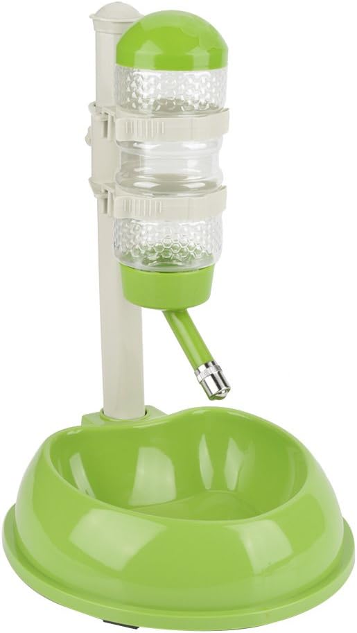 Hztyyier Adjustable Pets Dog Bowl Feeder Water Dispenser Drinking Bottle Food Container Bowl Bottle Standing Dispenser for Cats Dogs Green(Green) Dog Supplies