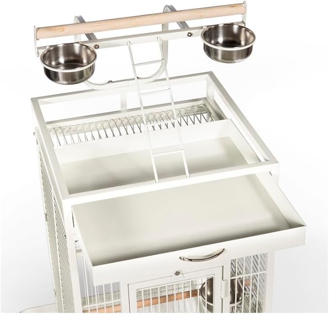 Suburban Sophistication Playtop Bird Home with Spacious Design, Durable Materials, Removable Perches Small/Chalk White