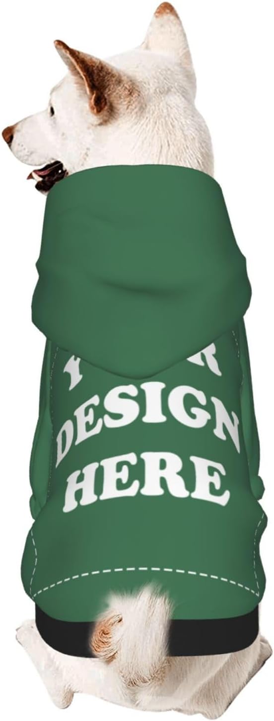 Personalized Dog Hoodie, Custom Dog Costumes for Small Dogs, Holiday Happy Dog Clothes Football Pet Shirt Sweater with Name Number for Girl/Boy Cats/Kitten, Green, S