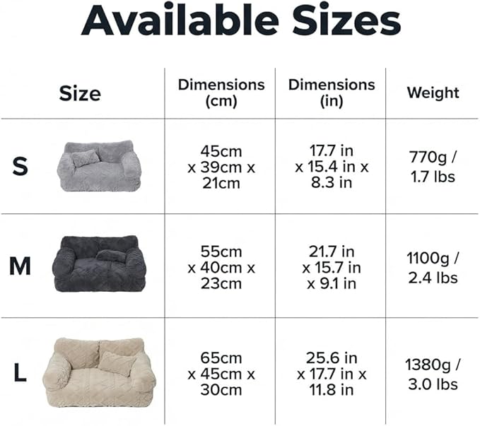 Plush Calming Pet Sofa Bed, Raised Rim, Removable Cover & Non-Slip Bottom for Cats & Dogs, Calming Dog Bed Fluffy Plush Dog Mat for Furniture Protector with Removable Washable Cover (Beige, Large)