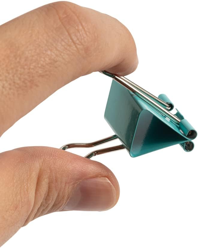 JAM PAPER Colorful Binder Clips - Medium - 1 1/4 Inch (32 mm) - Teal Binderclips - 15/Pack