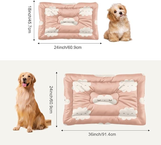 Cute Pink Clouds Dog Beds and Furniture Dog Kennel Mats for Crates Kennel Pads for Crates Washable Medium Crate Bed Washable Non-Slip Bed Crate Mats Pillow Dogs Indoor Outdoor 24X18 Inch