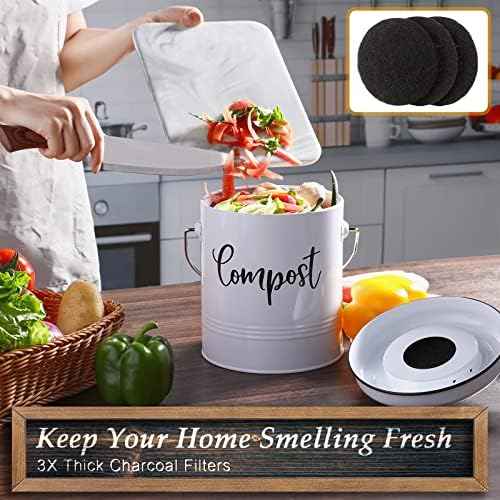 DAYYET Compost Bin Kitchen, 1.3 Gallon Farmhouse Kitchen Compost Bin