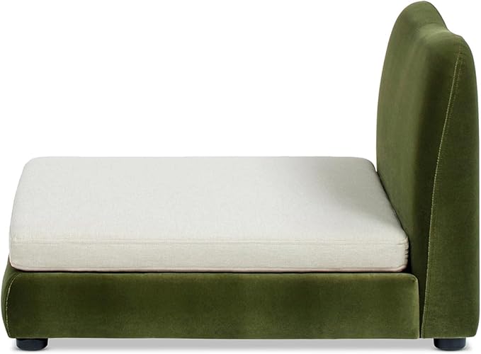 Jennifer Taylor Home Roman Upholstered Modern Pet Bed, Small to Medium Dog or Cat, Olive Green Performance Velvet