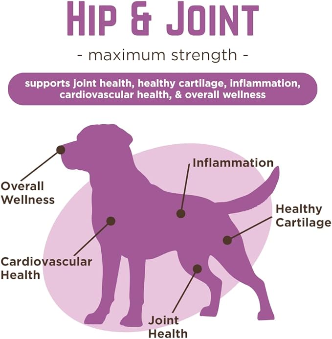 Dr. Joseph's VetPro Complete Peanut Butter Hip and Joint Dog Chews, 60 Count, Pain and Inflammation Relief with Glucosamine, Chondroitin, MSM, Turmeric, Vitamin C, Omega 3, Treats Hip Dysplasia