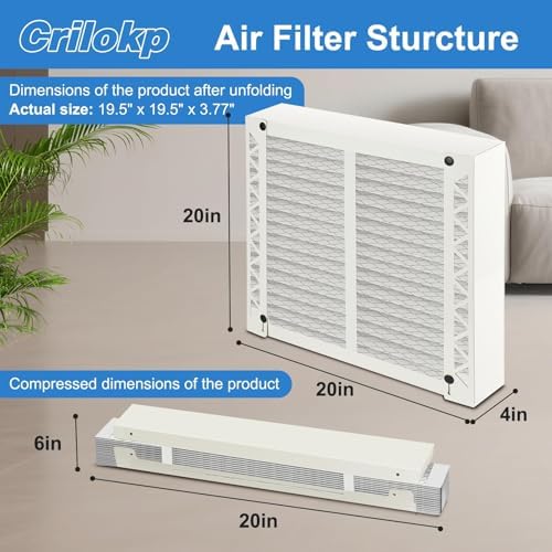 2 Pack 310 Replacement Filter Compatible with AprilAire Whole House Air Purifiers Model 1310 2310 3310 4300,Size:20x20x4(19.5" x 19.5" x 3.77") MERV 11 Pleated HVAC AC Furnace Filter