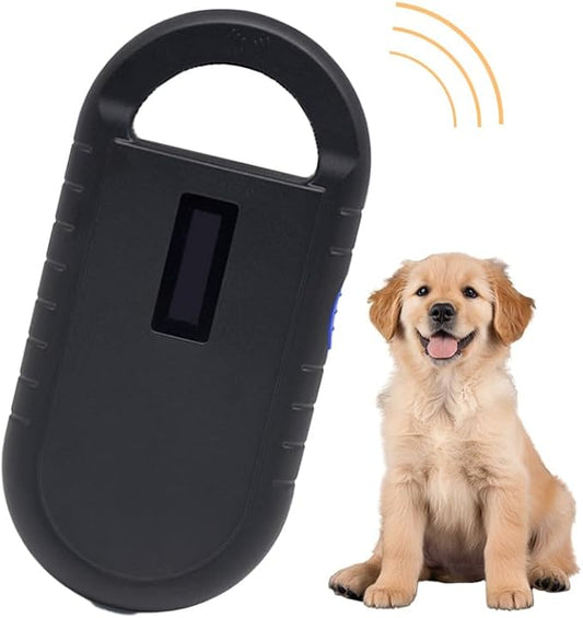 Pet Microchip Scanner ISO11784/85/FDX-B/EMID Animal Handheld Reader,134.2kHz Pet ID Scanner Rechargeable Animal Chip Registration, for Dog/Cat/Pig/Animal (Pure Black) with Storage Memory