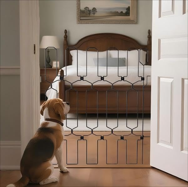 brenzo Retractable Dog Gate for Front Door, Sturdy Chew-Resistant Metal Pet Barrier with Adjustable Safety Gate for Doorways, Stairs, Hallway, Kitchen, Easy Installation, 30.7" Tall x 30.7" Wide