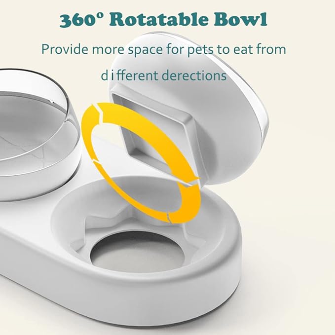 Love Dream 2-in-1 Dog Cat Bowls, 15°Tilted Raised Water and Food Bowl Set with Automatic Water Dispenser Bottle and Detachable Cat Dish, Pet Feeder for Small or Medium Dogs Cats Puppy Kitten Rabbit